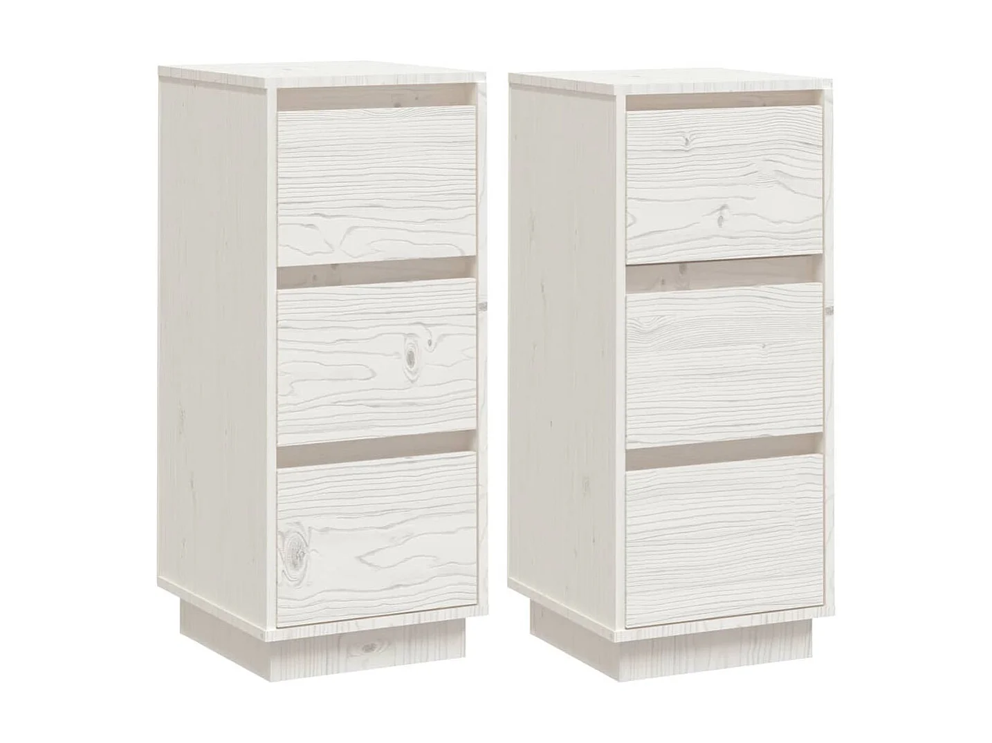 Aparador 2 uds madera maciza de pino blanco 32x34x75 cm ES91618