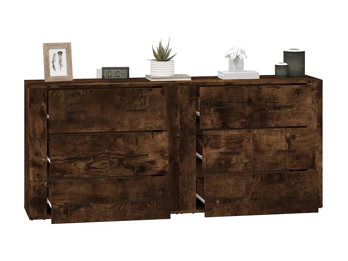 Aparadores 2 piezas madera contrachapada roble ahumado ES18987