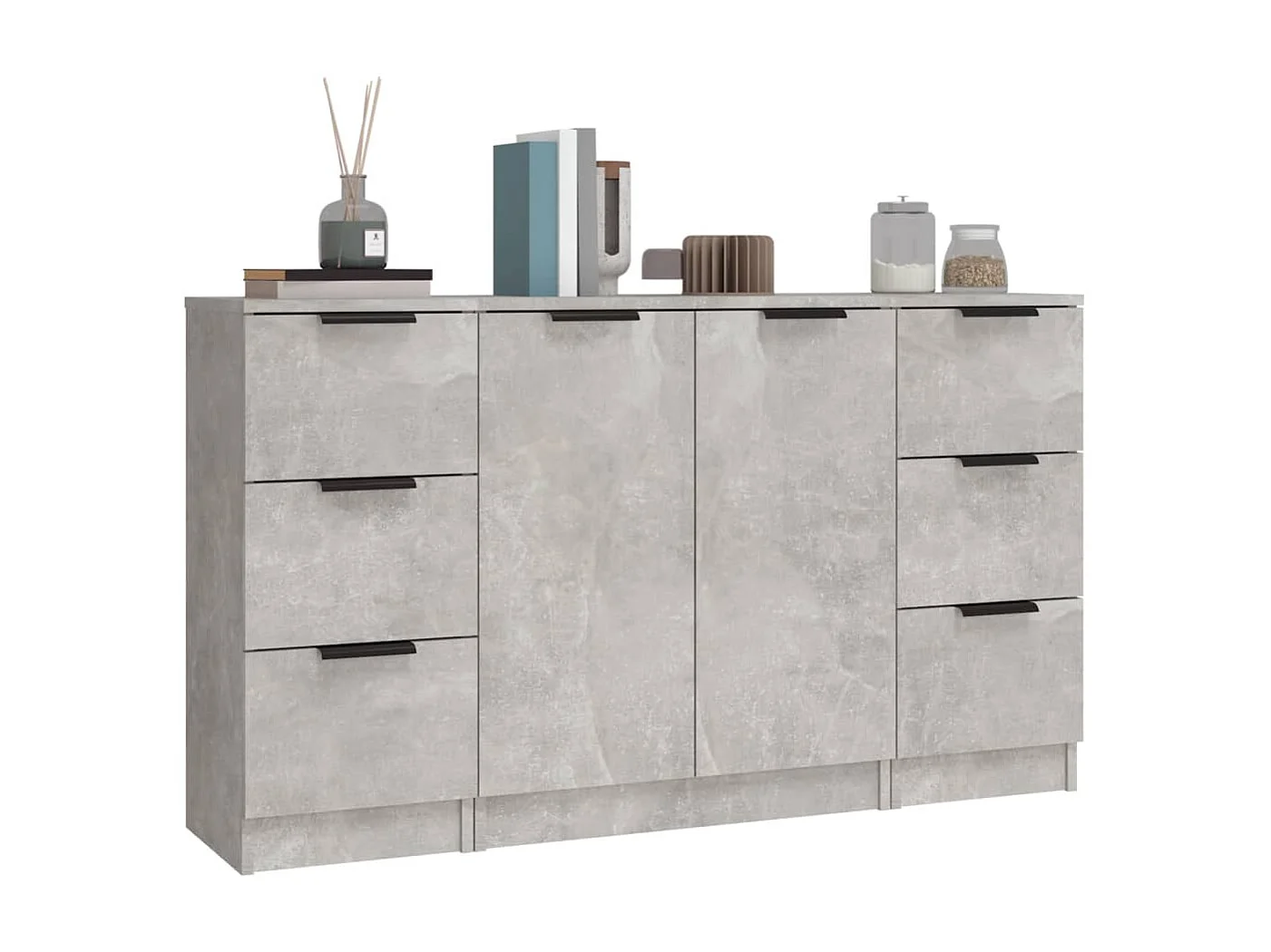 Buffets 3 pcs gris béton bois d'ingénierie EGER87648