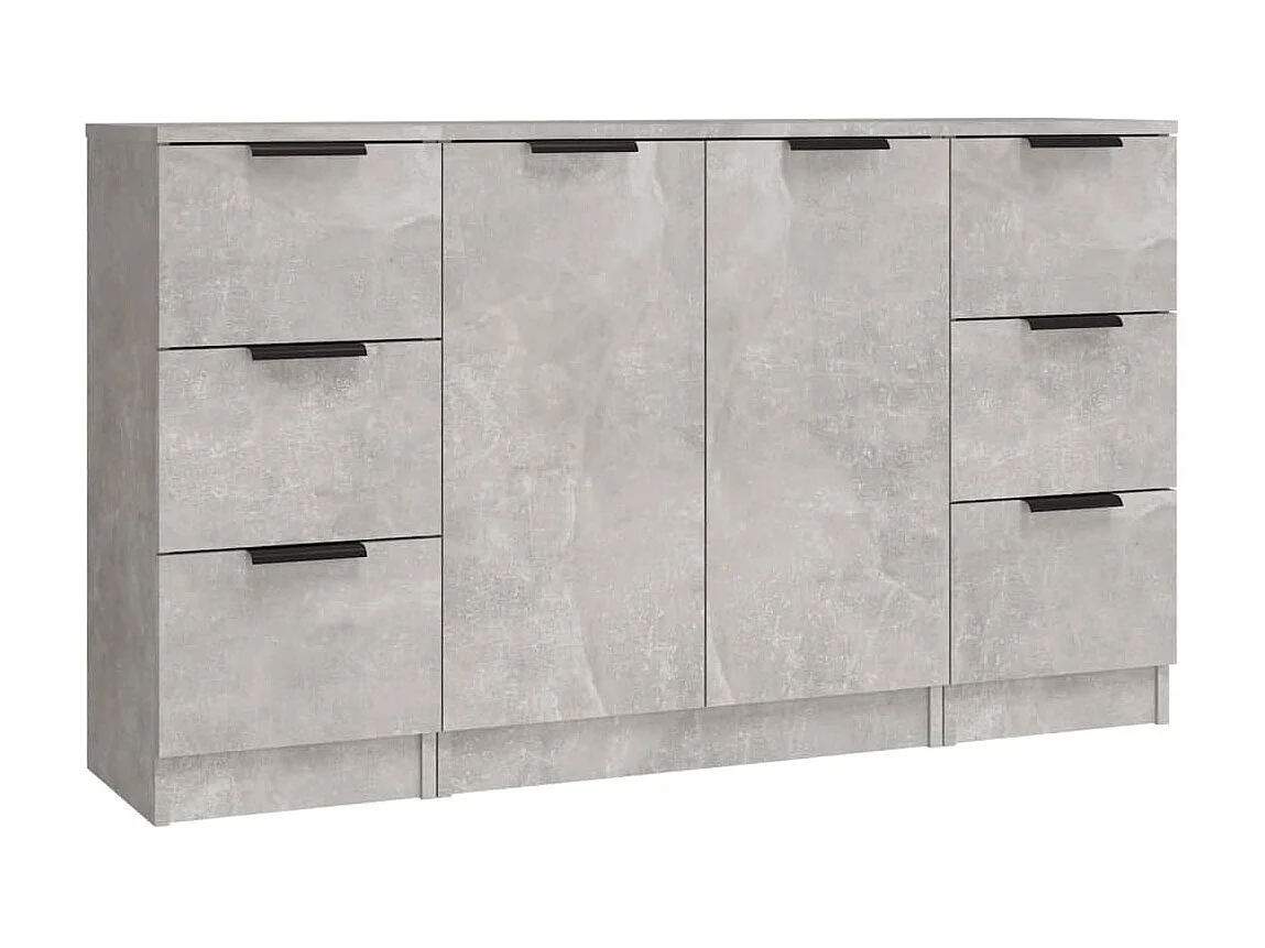 Buffets 3 pcs gris béton bois d'ingénierie EGER87648