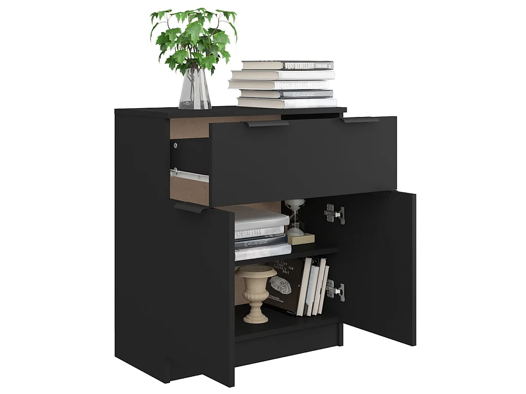 Dressoir 60x30x70 cm bewerkt hout zwart NL365226