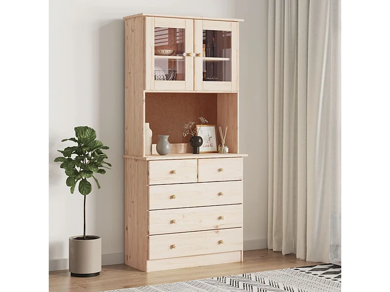 Highboard,Kommode ALTA 77x35x165 cm Massivholz Kiefer -gkd792390