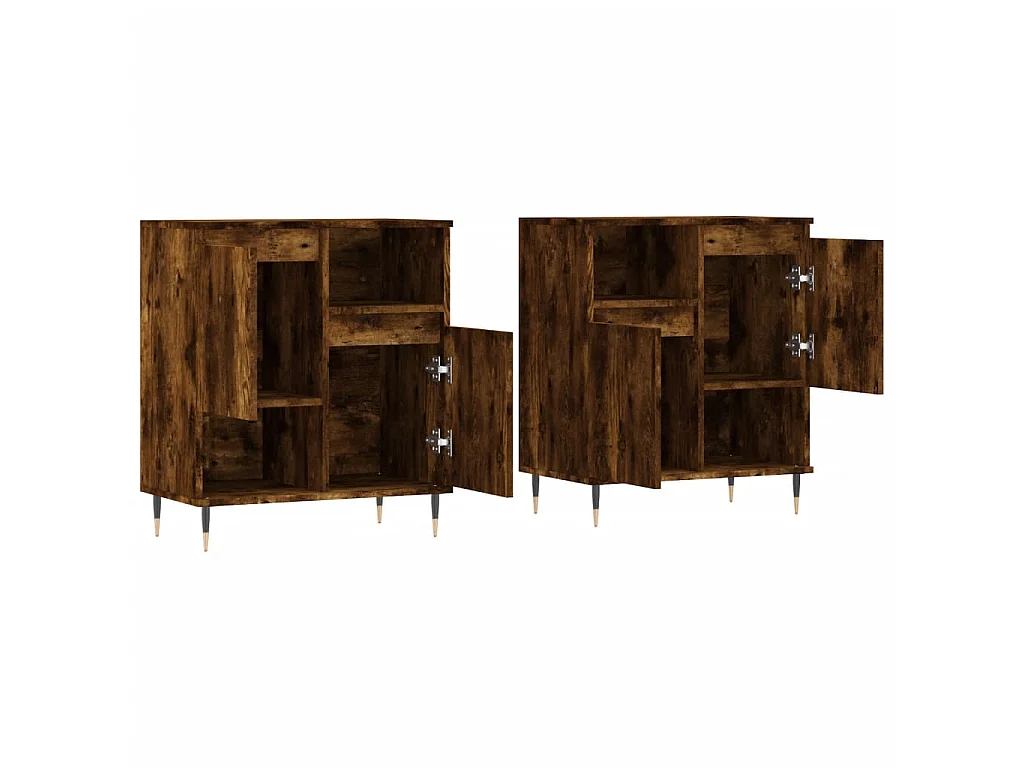 lot de 2 Buffets chêne fumé bois d'ingénierie QWE52054