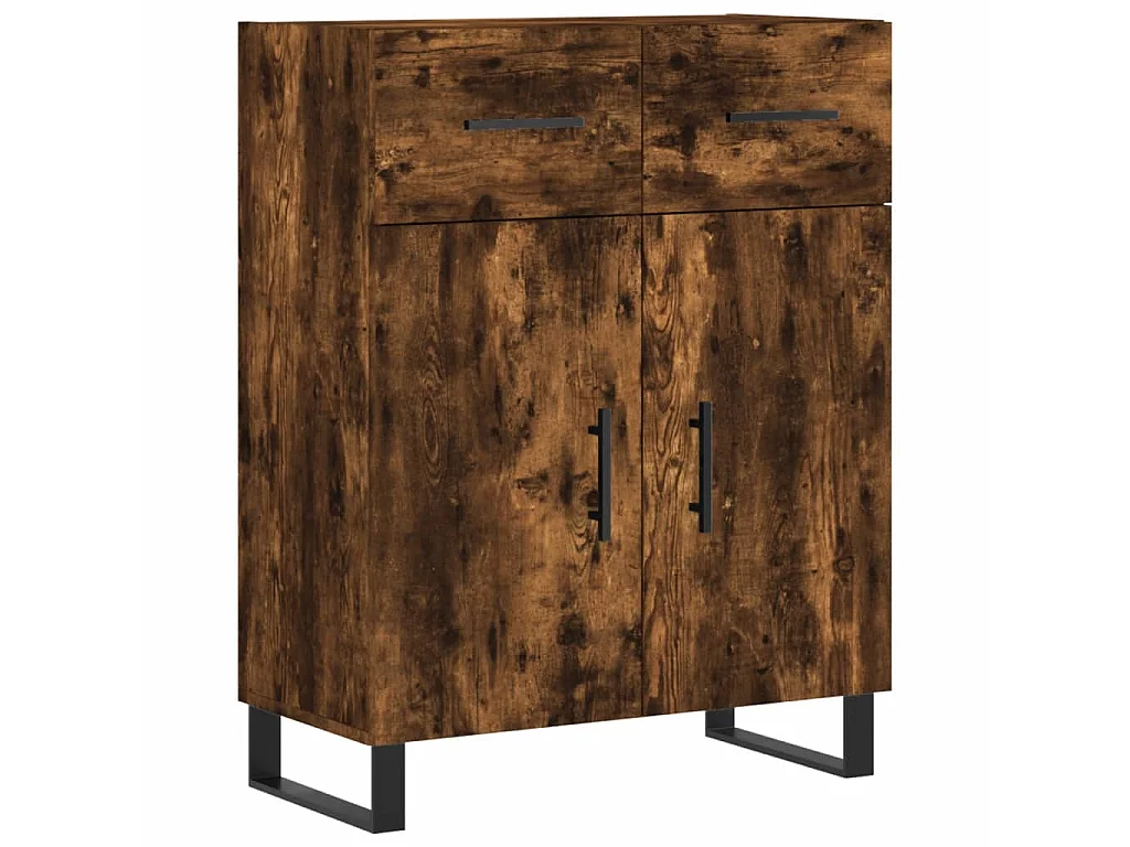 Buffet chêne fumé 69,5x34x90 cm bois d'ingénierie QWE88611