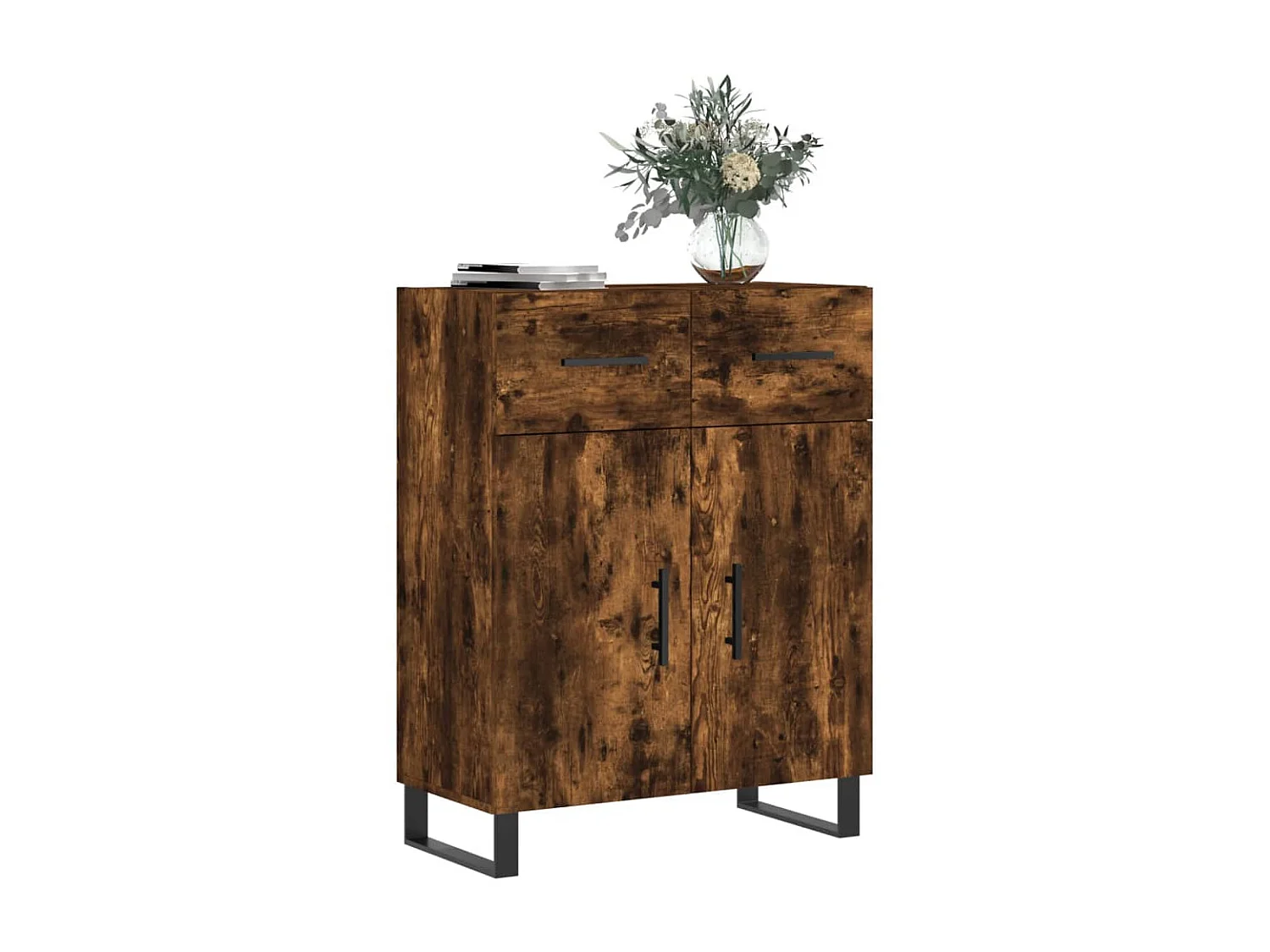 Buffet chêne fumé 69,5x34x90 cm bois d'ingénierie QWE88611