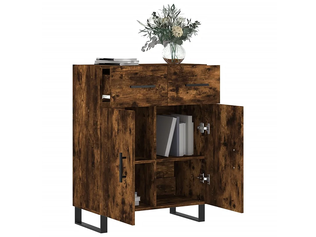 Buffet chêne fumé 69,5x34x90 cm bois d'ingénierie QWE88611