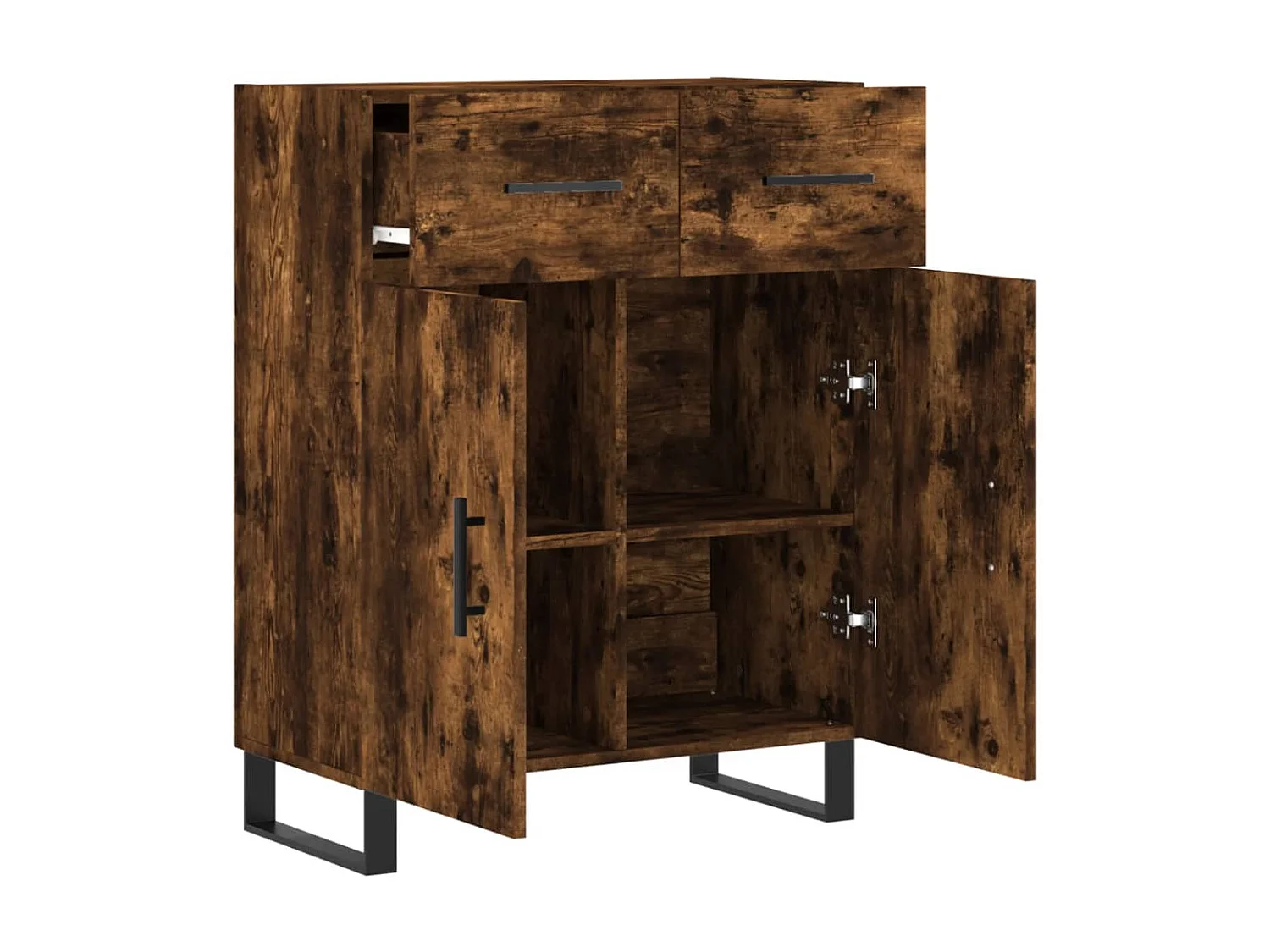 Buffet chêne fumé 69,5x34x90 cm bois d'ingénierie QWE88611