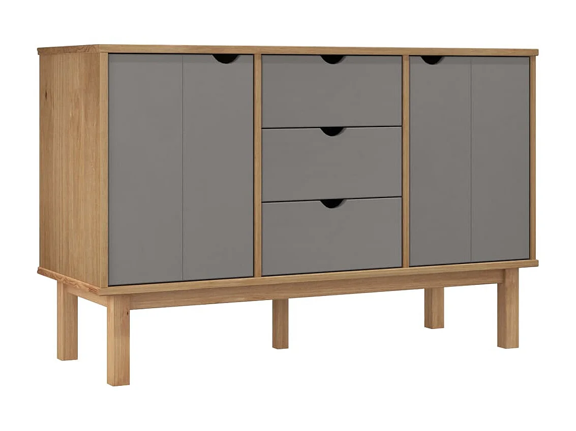 Buffet OTTA Marron et gris 113,5x43x73 cm Bois massif pin EGER70165
