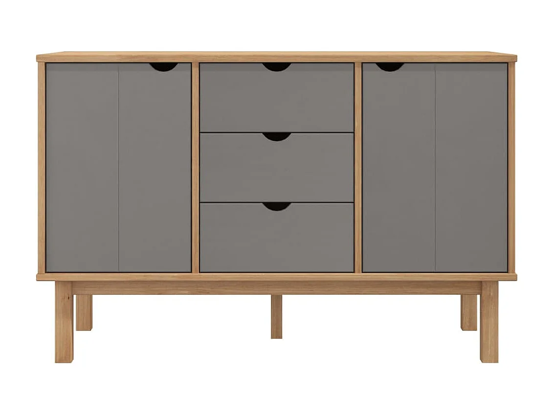 Buffet OTTA Marron et gris 113,5x43x73 cm Bois massif pin EGER70165