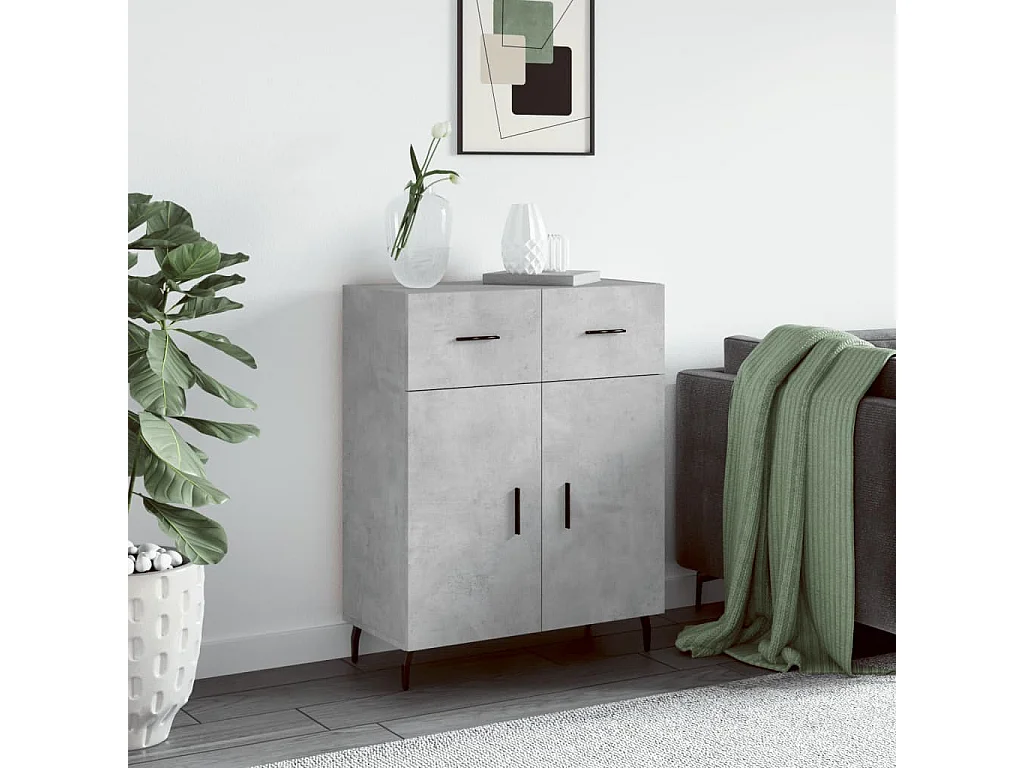 Buffet gris béton 69,5x34x90 cm bois d'ingénierie QWE81042