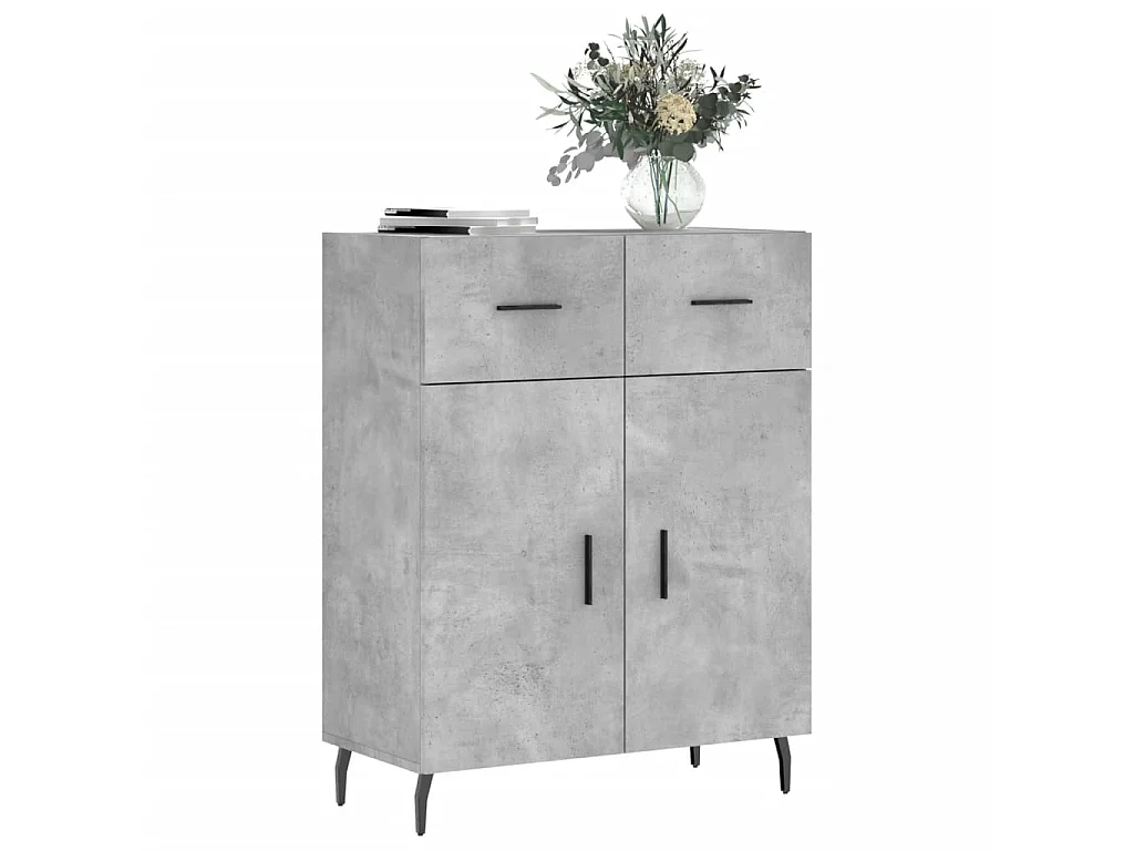 Buffet gris béton 69,5x34x90 cm bois d'ingénierie QWE81042