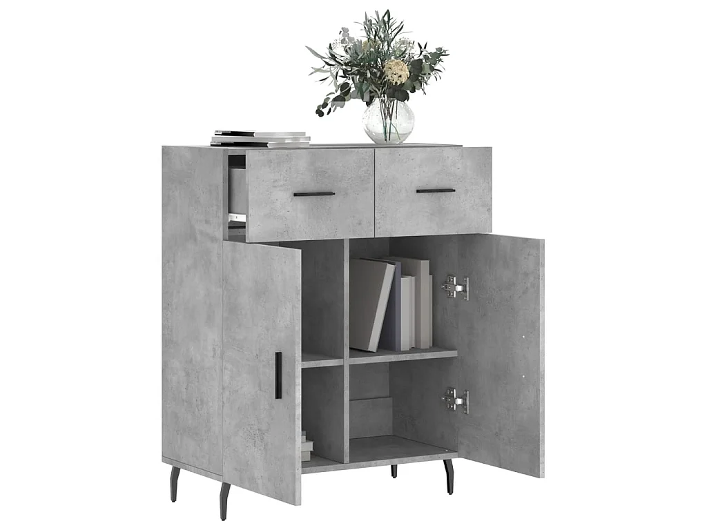 Buffet gris béton 69,5x34x90 cm bois d'ingénierie QWE81042
