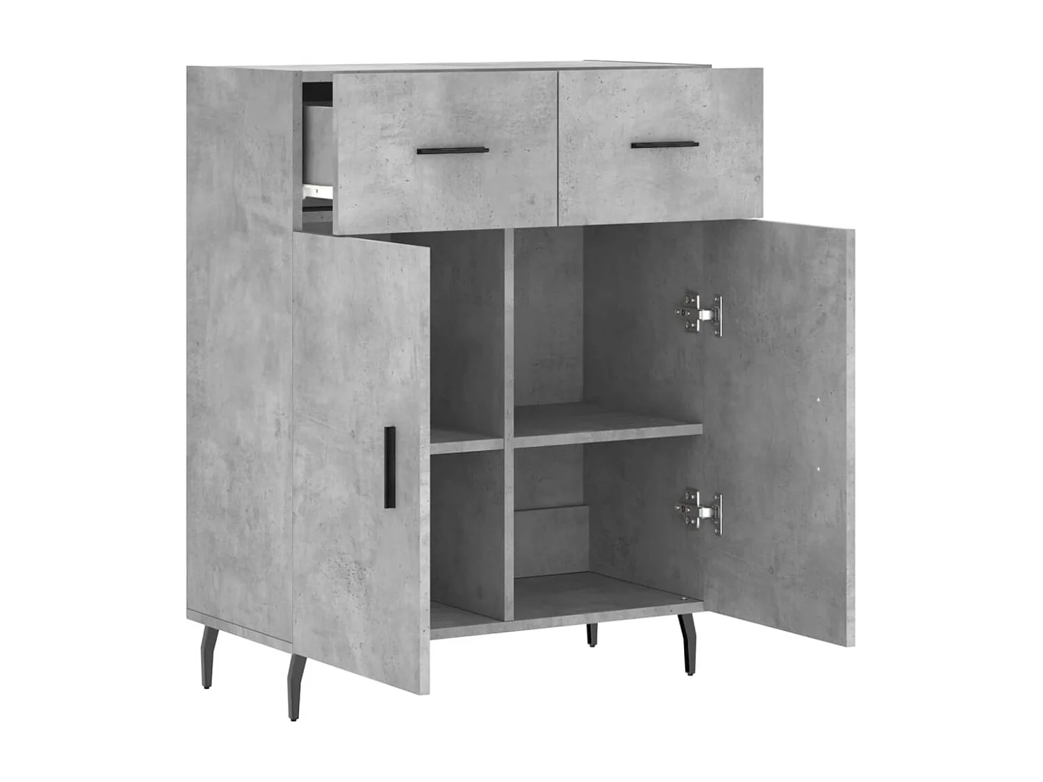 Buffet gris béton 69,5x34x90 cm bois d'ingénierie QWE81042