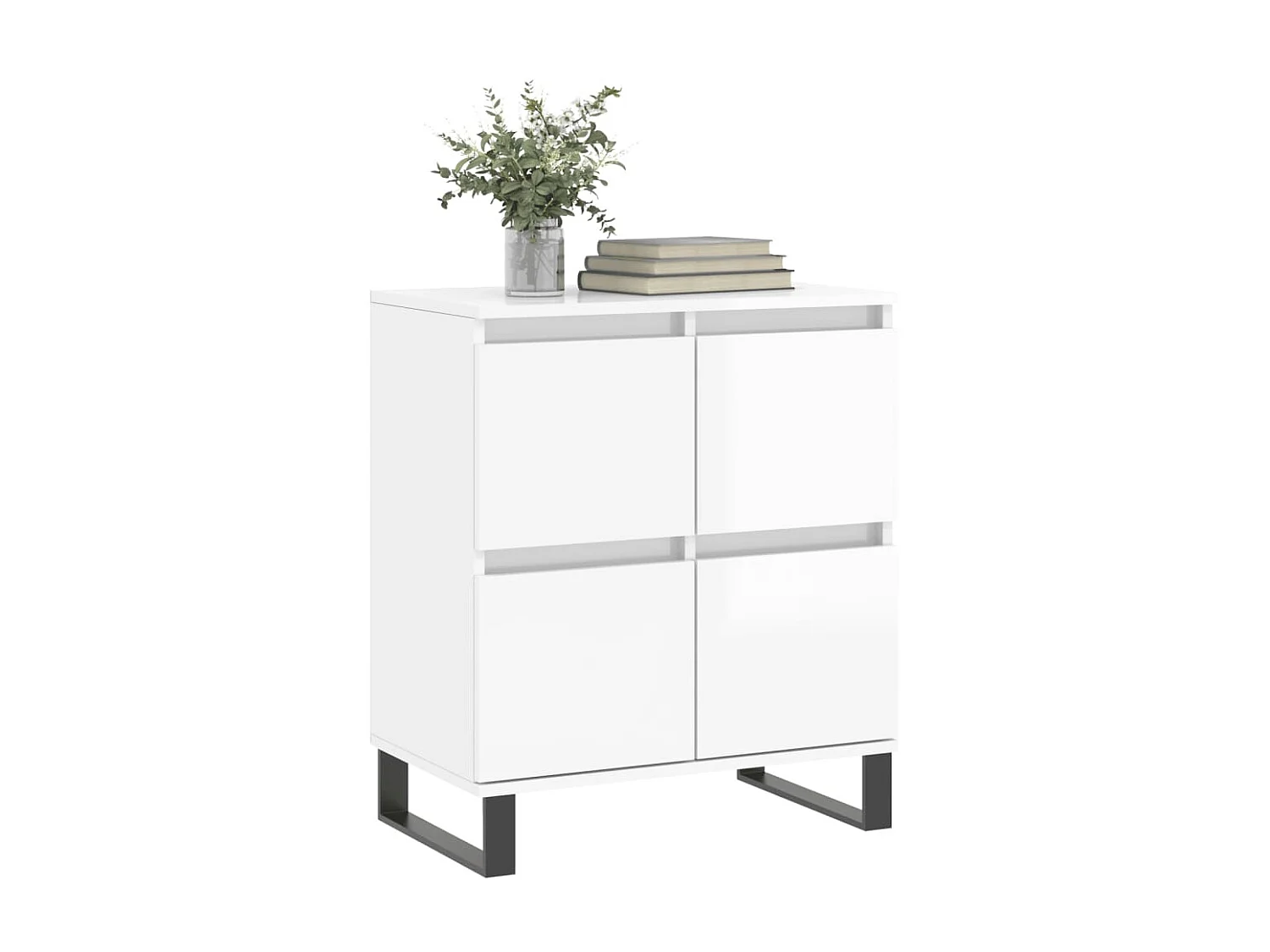 Buffet Blanc brillant 60x35x70 cm Bois d'ingénierie QWE82824
