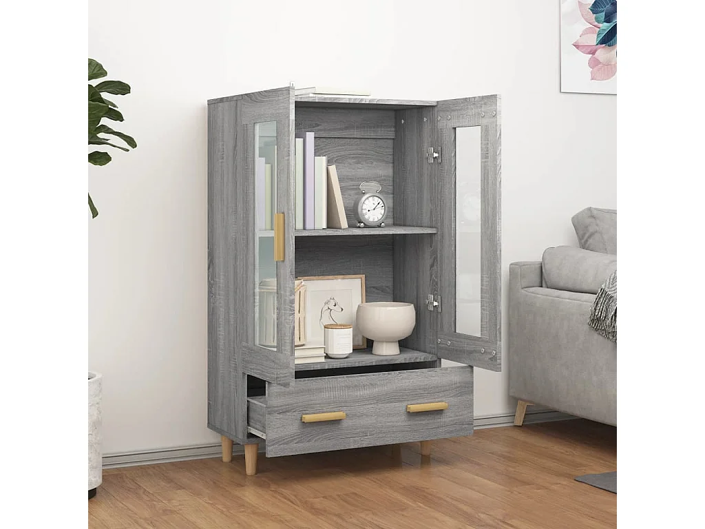 Hoge kast 70x31x115 cm bewerkt hout grijs sonoma eikenkleurig NL244472