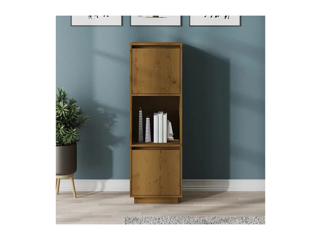 Buffet haut Marron miel 38x35x117 cm Bois massif de pin QWE59378