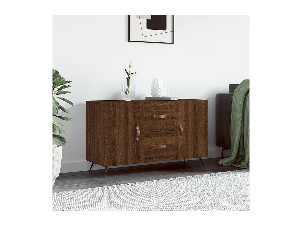 Buffet chêne marron 100x36x60 cm bois d'ingénierie QWE19488