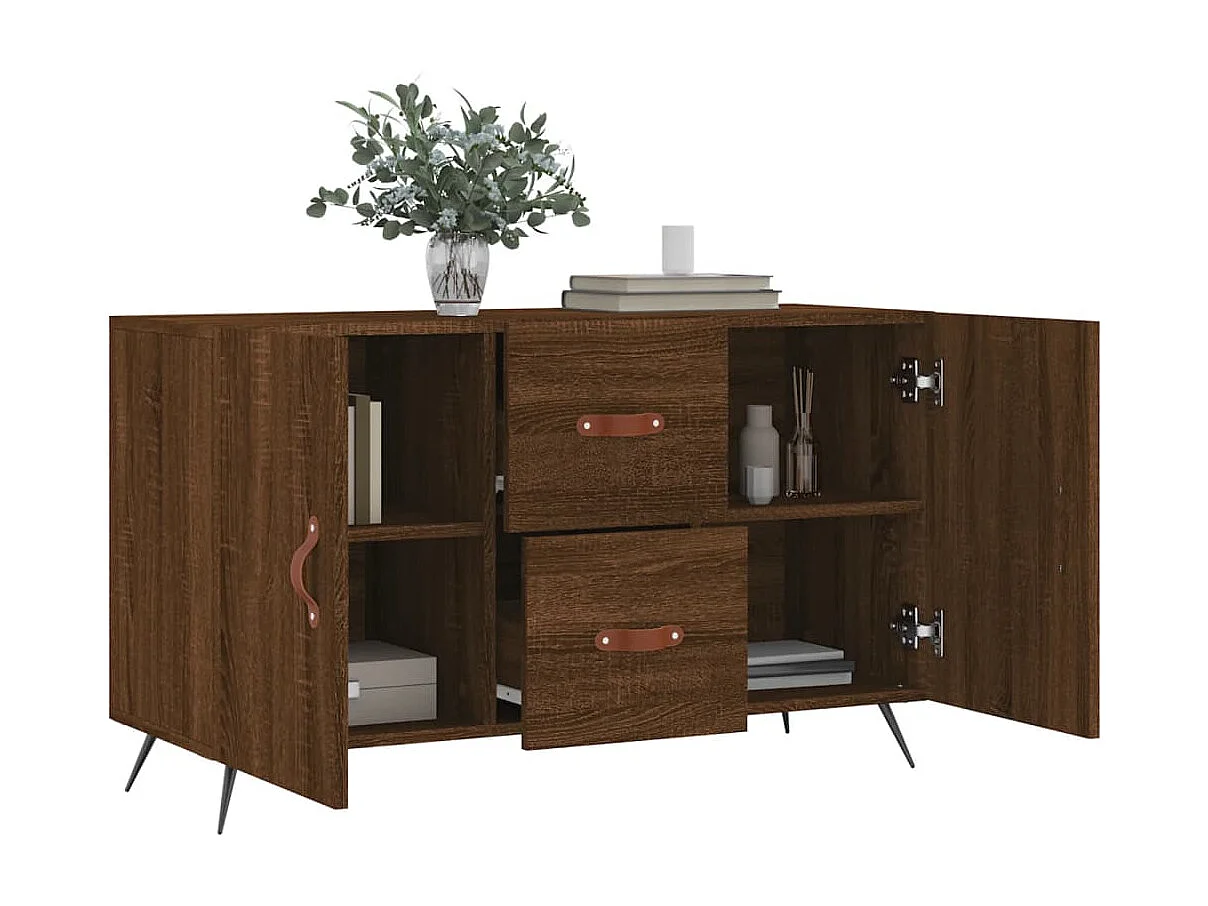 Buffet chêne marron 100x36x60 cm bois d'ingénierie QWE19488