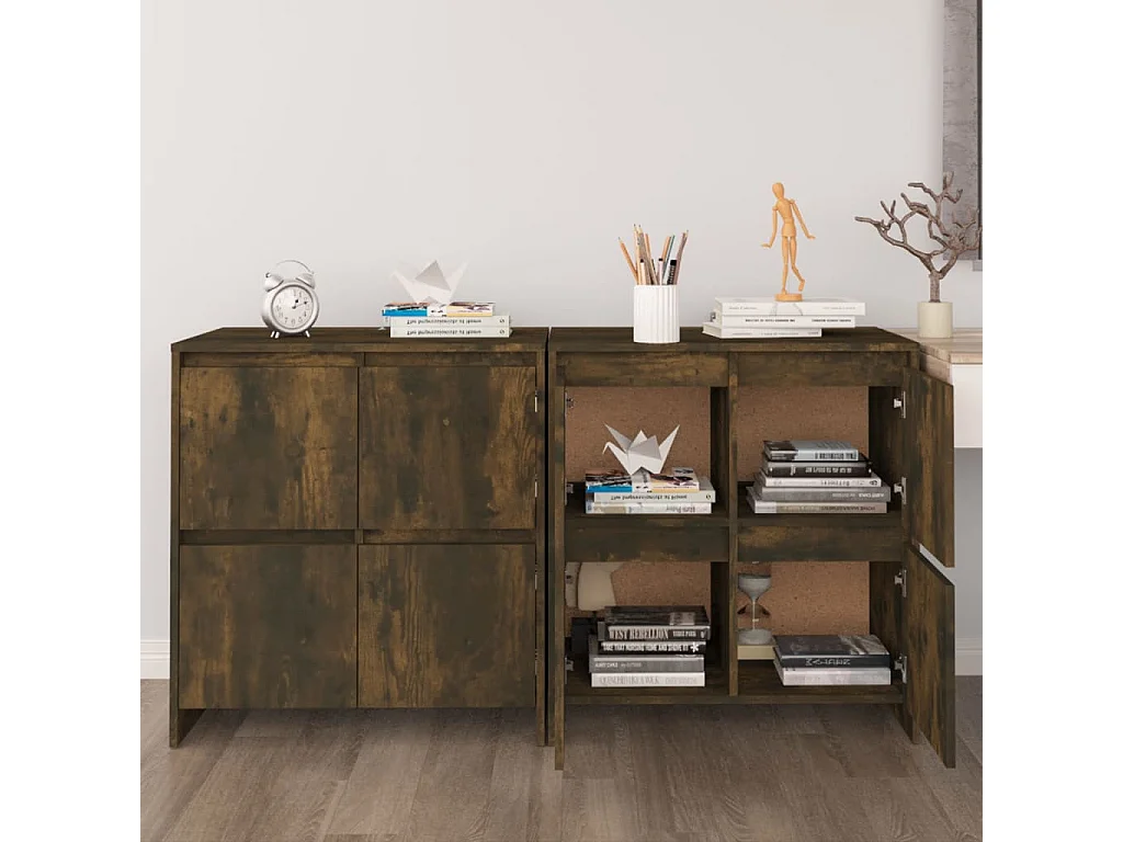 Buffets 2 pcs Chêne fumé 70x41x75 cm Aggloméré EGER86003