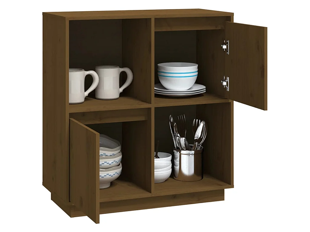 Buffet Marron miel 74x35x80 cm Bois massif de pin QWE43957