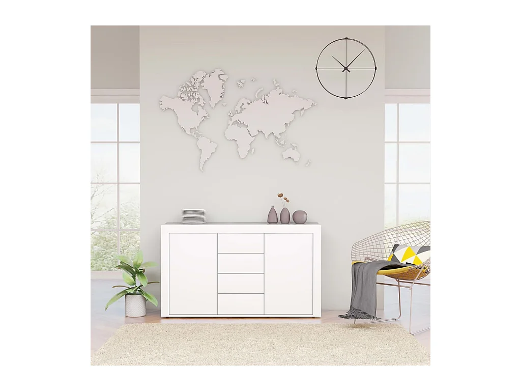 Dressoir 120x36x69 cm bewerkt hout hoogglans wit NL663277