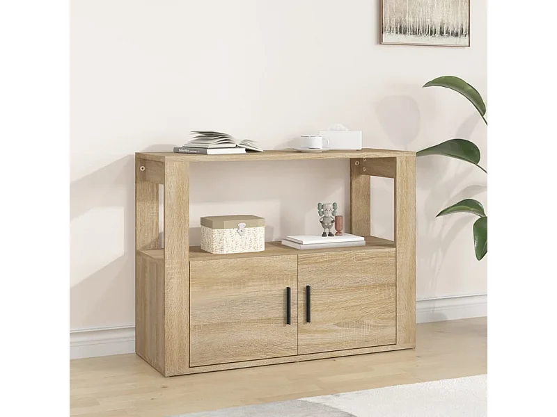 Aparador madera contrachapada color roble Sonoma 80x30x60 cm ES65885