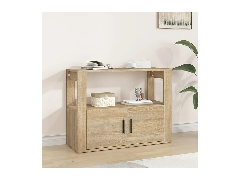 Buffet Chêne sonoma 80x30x60 cm Bois d'ingénierie QWE24853