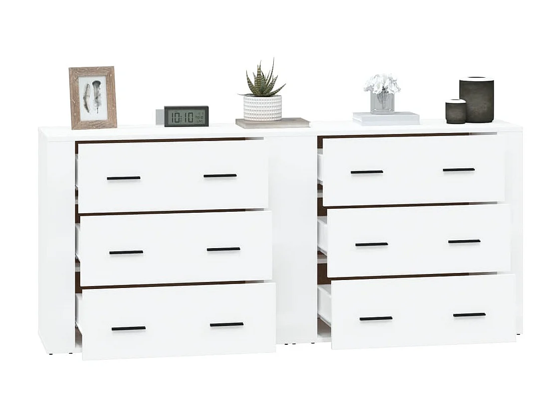 Buffets 2 pcs blanc bois d'ingénierie EGER76505