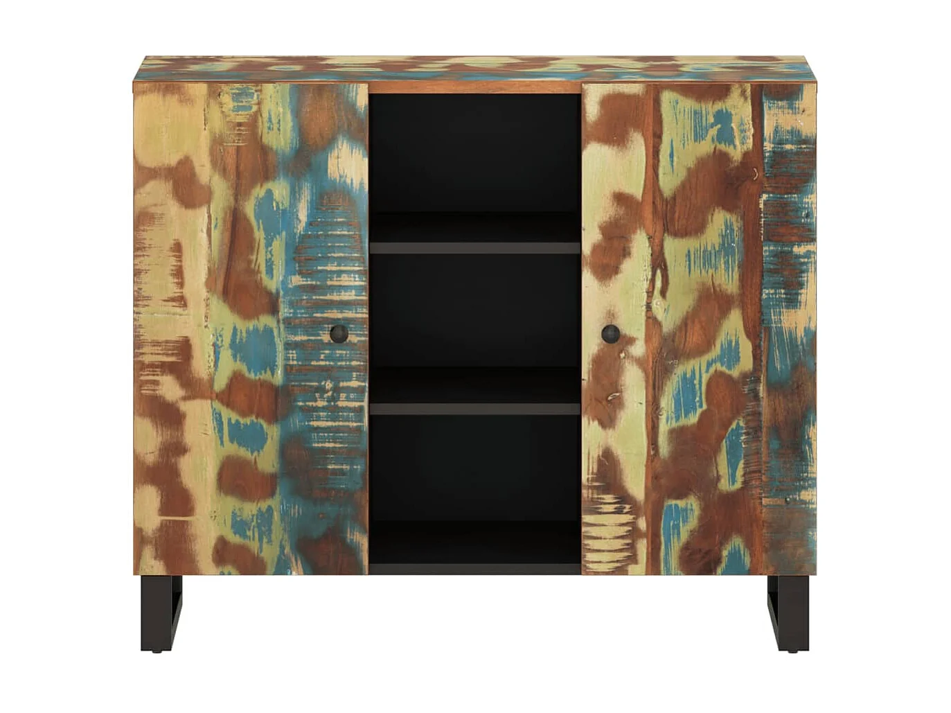 Buffet avec 2 portes 90x33x75 cm bois massif de récupération QWE46492