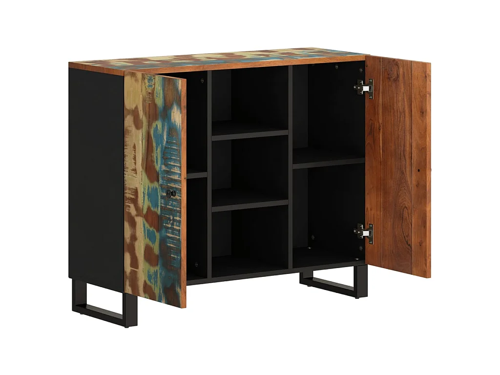 Buffet avec 2 portes 90x33x75 cm bois massif de récupération QWE46492