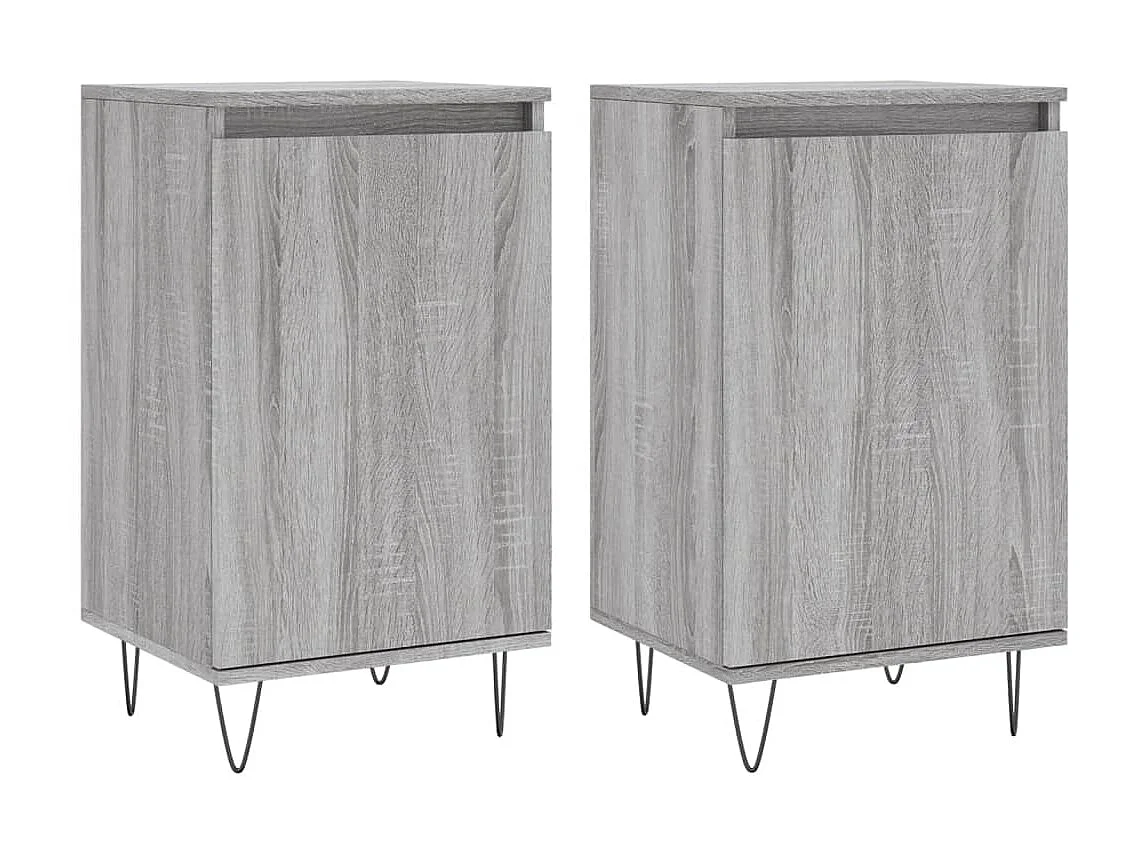 Dressoirs 2 st 40x35x70 cm bewerkt hout grijs sonoma NL853916