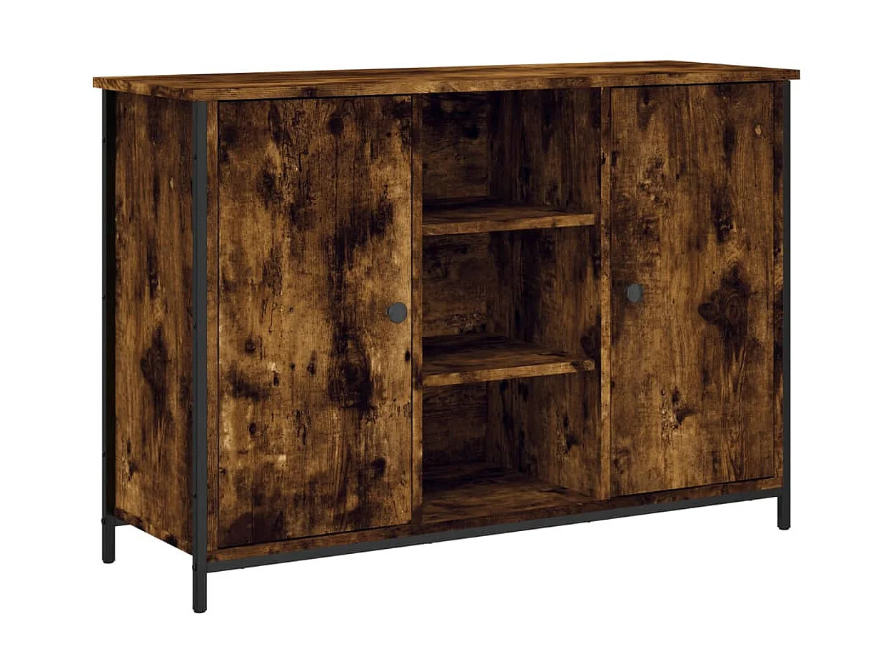 Buffet chêne fumé 100x35x70 cm bois d'ingénierie QWE20545