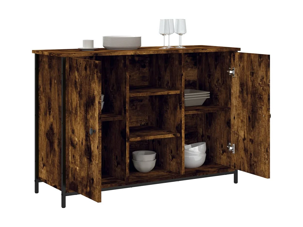 Buffet chêne fumé 100x35x70 cm bois d'ingénierie QWE20545