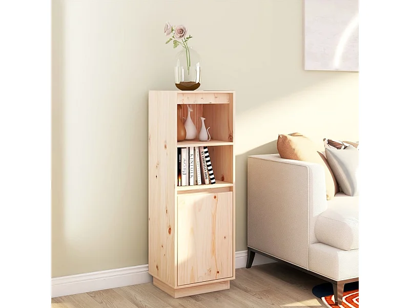 Aparador alto de madera maciza de pino 37x34x110 cm ES58464