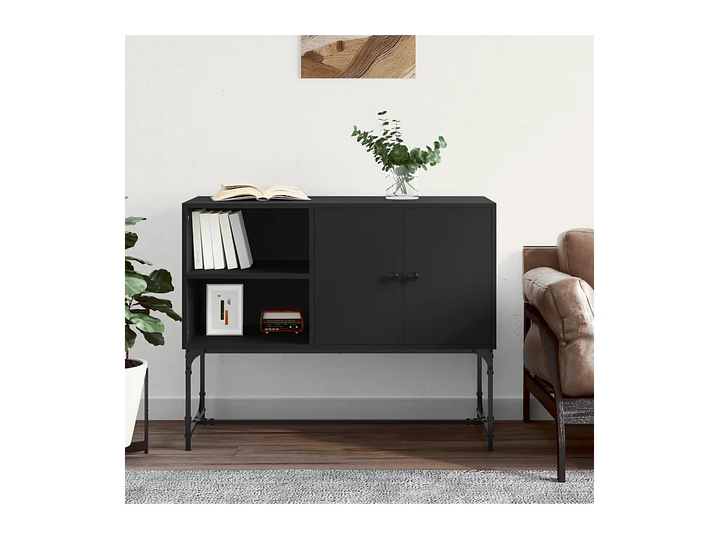 Buffet noir 100x40x79,5 cm bois d'ingénierie QWE13008