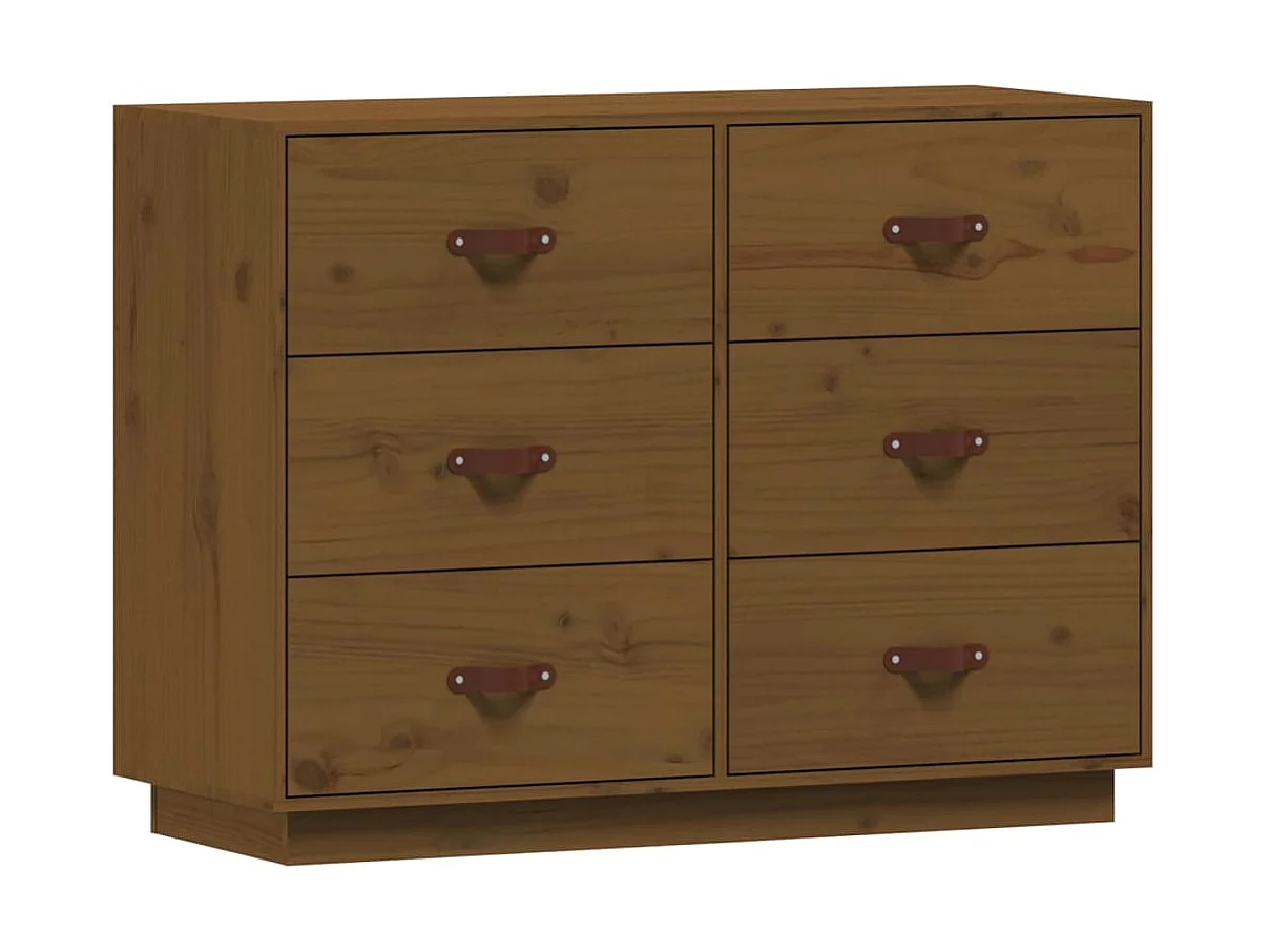 Aparador de madera maciza de pino marrón miel 100x40x75 cm ES49504