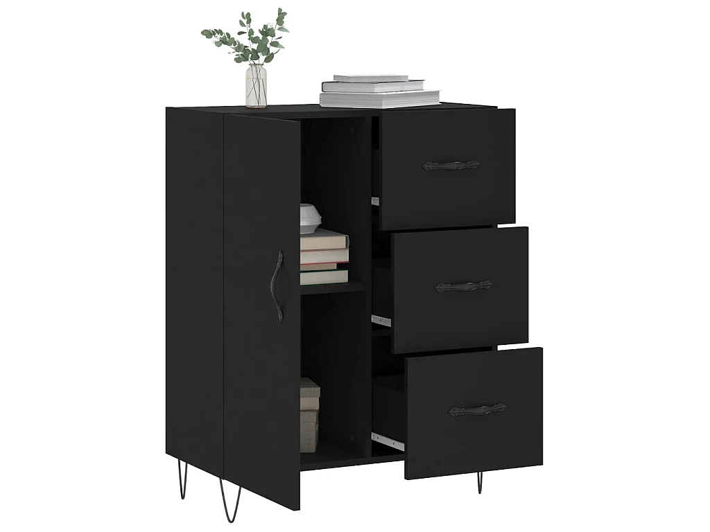 Aparador de madera de ingeniería negro 69,5x34x90 cm ES92055