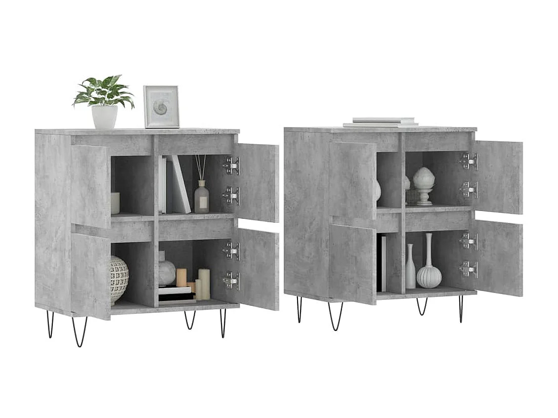 Aparadores 2 pcs derivados de madeira cinzento cimento PT291644
