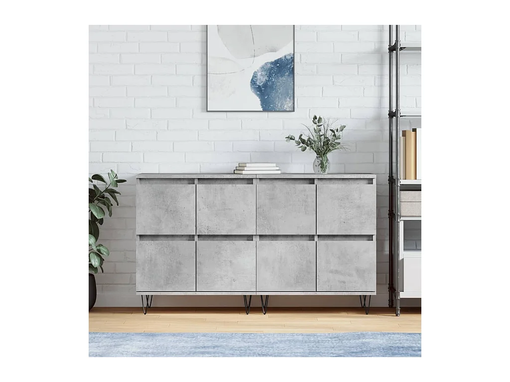 lot de 2 Buffets gris béton bois d'ingénierie QWE54714