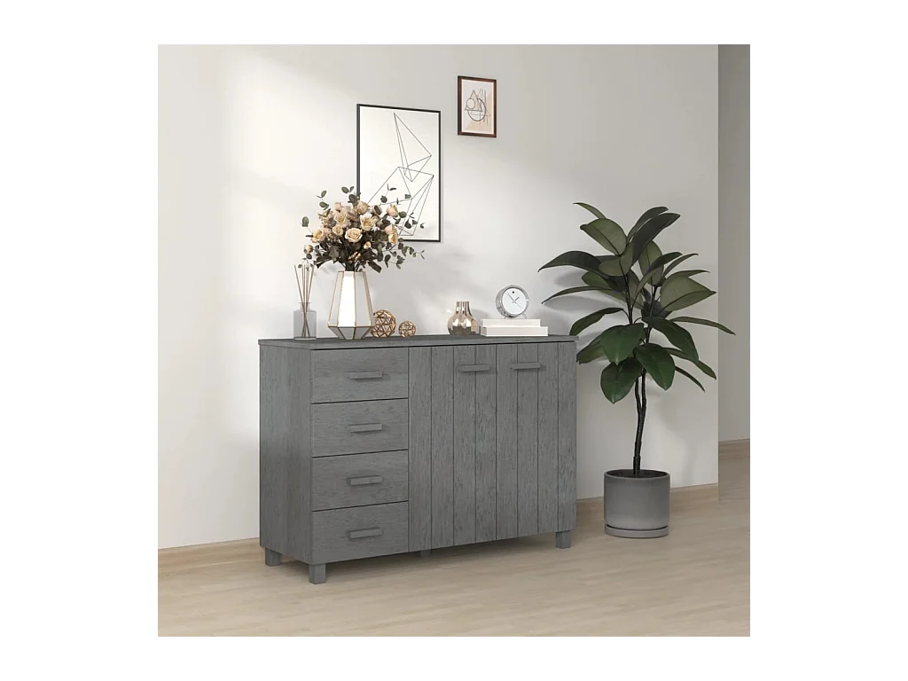 Buffet HAMAR Gris foncé 113x40x80 cm Bois massif de pin EGER42285