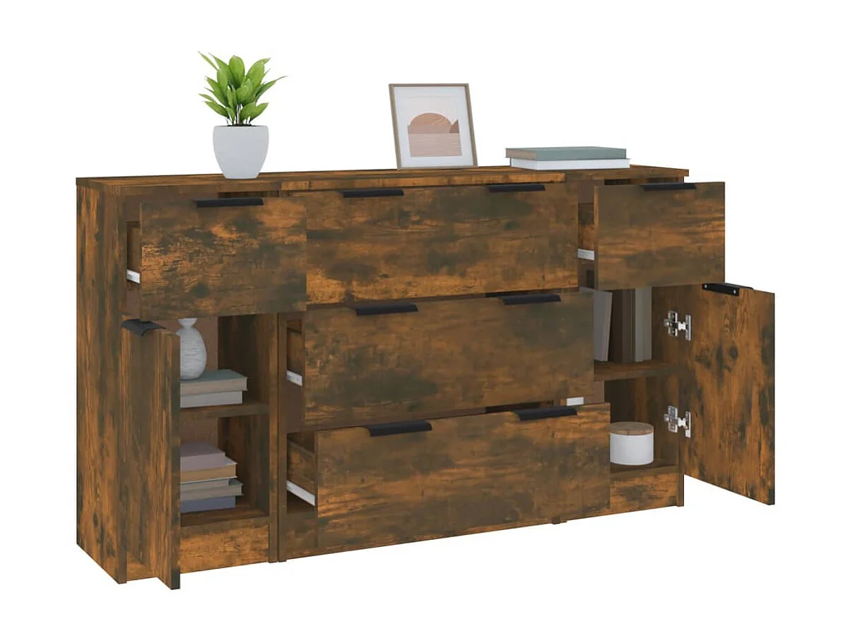 Ensemble de buffets 3 pcs Chêne fumé Bois d'ingénierie EGER26187