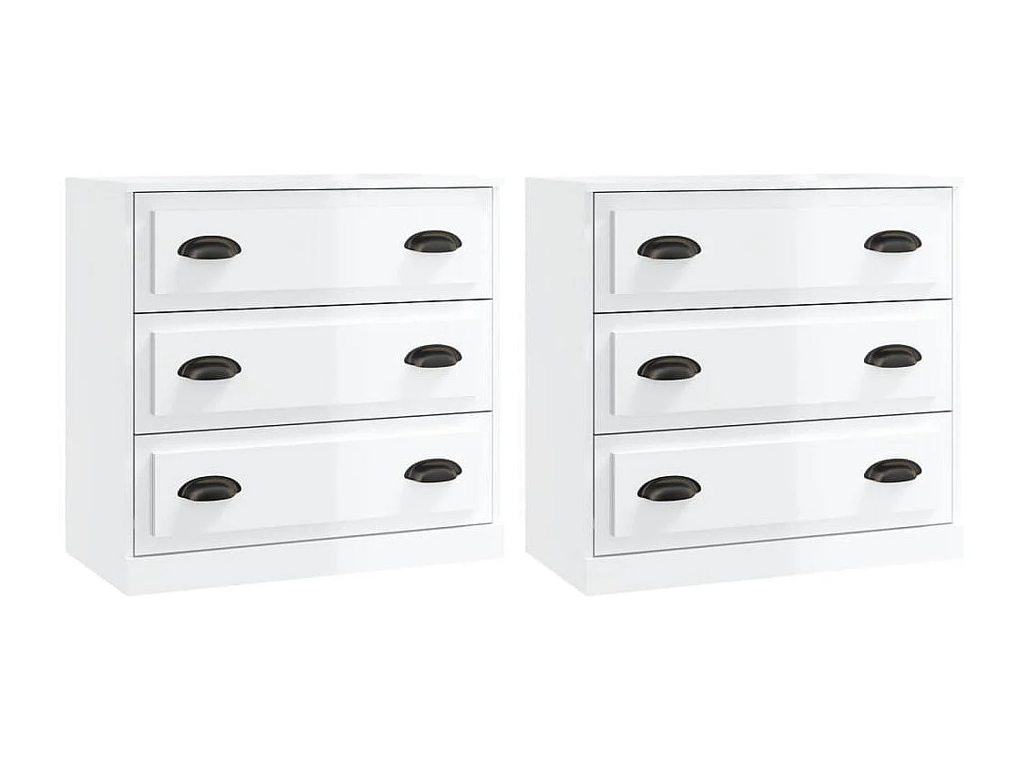 Buffets 2 pcs blanc brillant bois d'ingénierie EGER10800