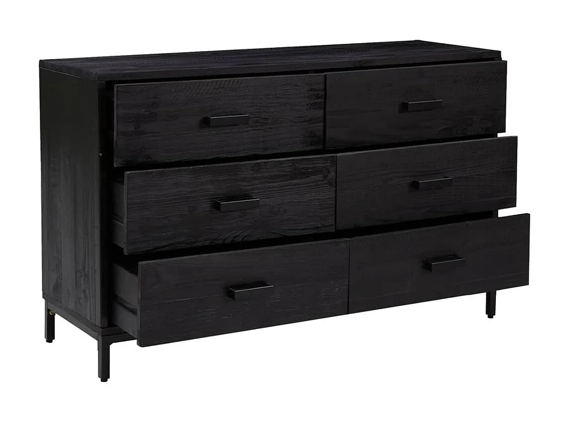 Aparador de madera maciza de pino negro 110x35x70 cm ES63702