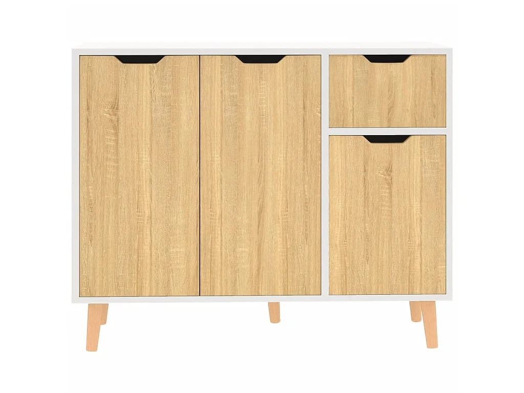 Dressoir 90x30x72 cm bewerkt hout wit en sonoma eikenkleurig NL99111