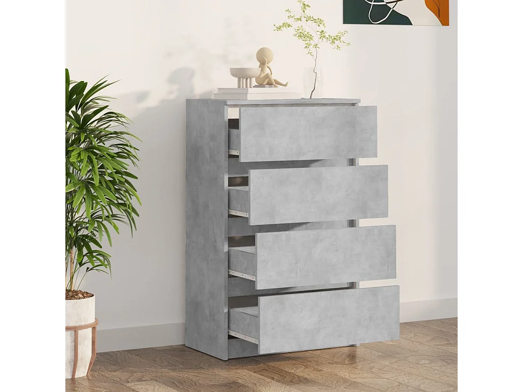 Aparador de madera contrachapada gris hormigón 60x35x98,5 cm ES78694