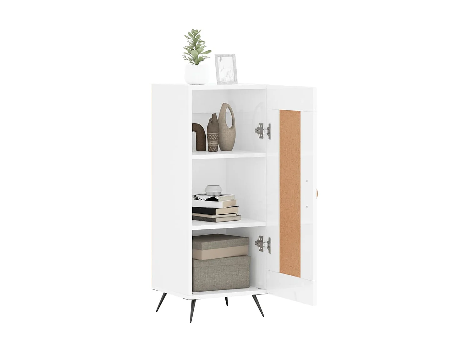 Dressoir 34,5x34x90 cm bewerkt hout hoogglans wit NL113337