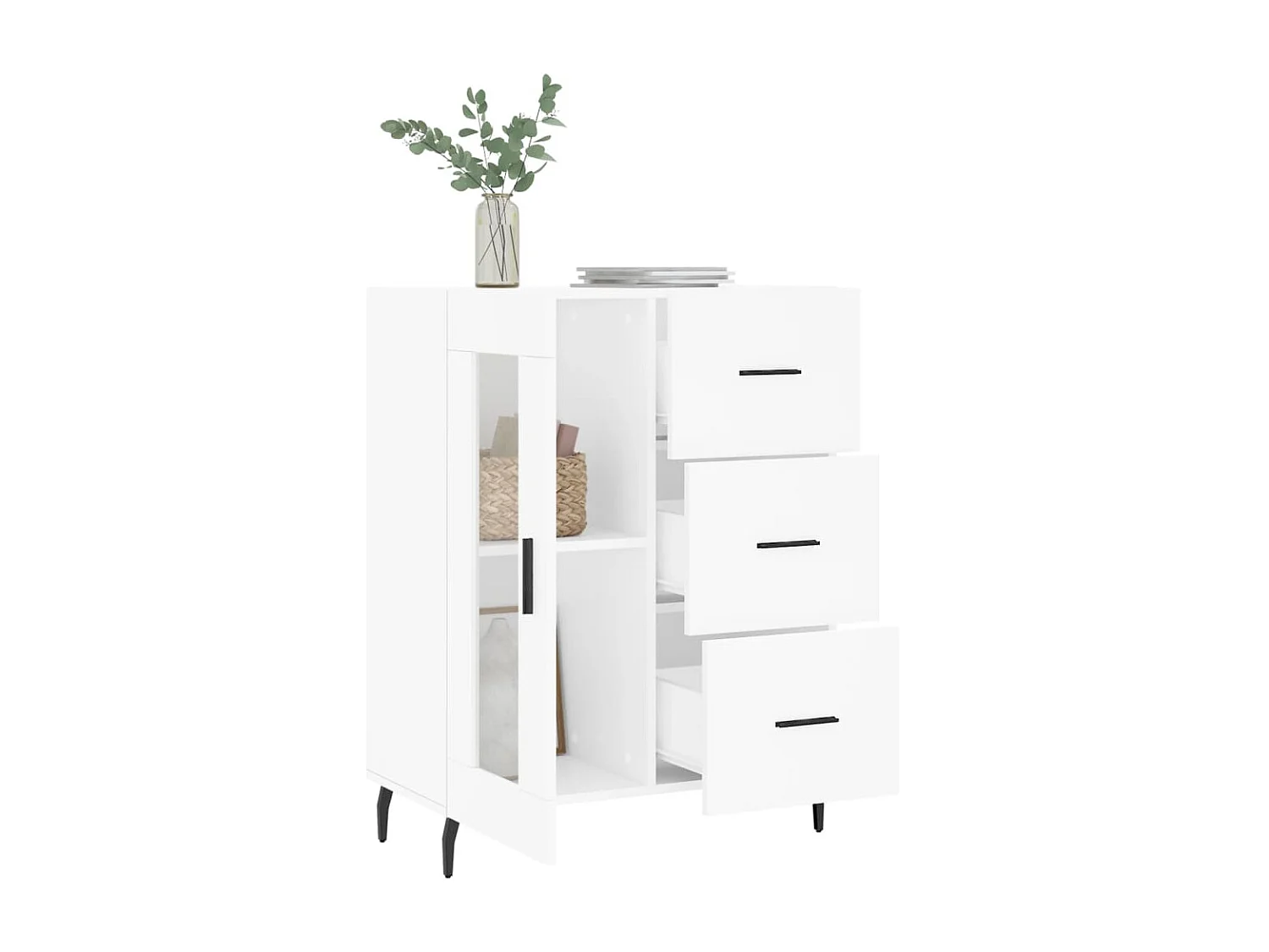 Buffet blanc 69,5x34x90 cm bois d'ingénierie QWE41366