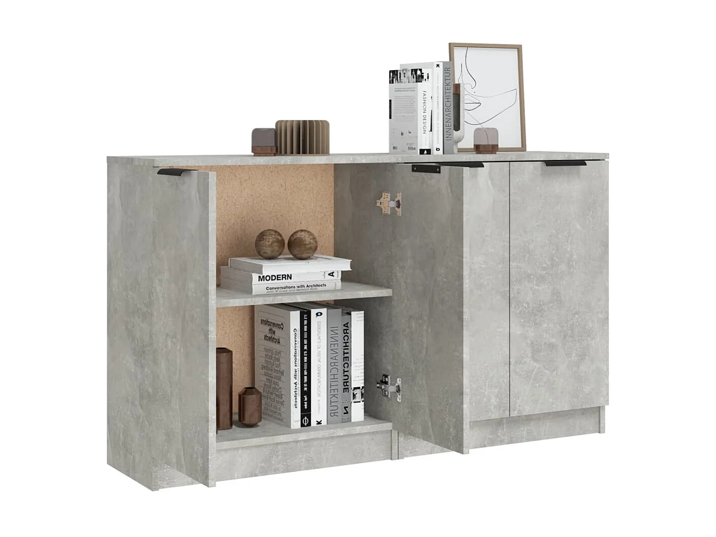 Buffets 2 pcs Gris béton 60x30x70 cm Bois d'ingénierie EGER13227