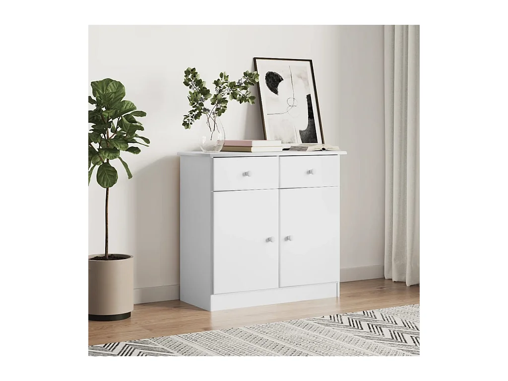 Buffet ALTA blanc 77x35x73 cm bois massif de pin QWE63269