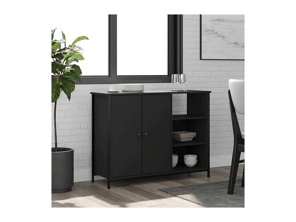 Buffet noir 100x33x75 cm bois d'ingénierie EGER63849